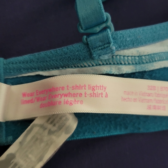 PINK victoria secret wear everywhere tshirt lightly lined Push-Up Bra 32B blue - Picture 4 of 6